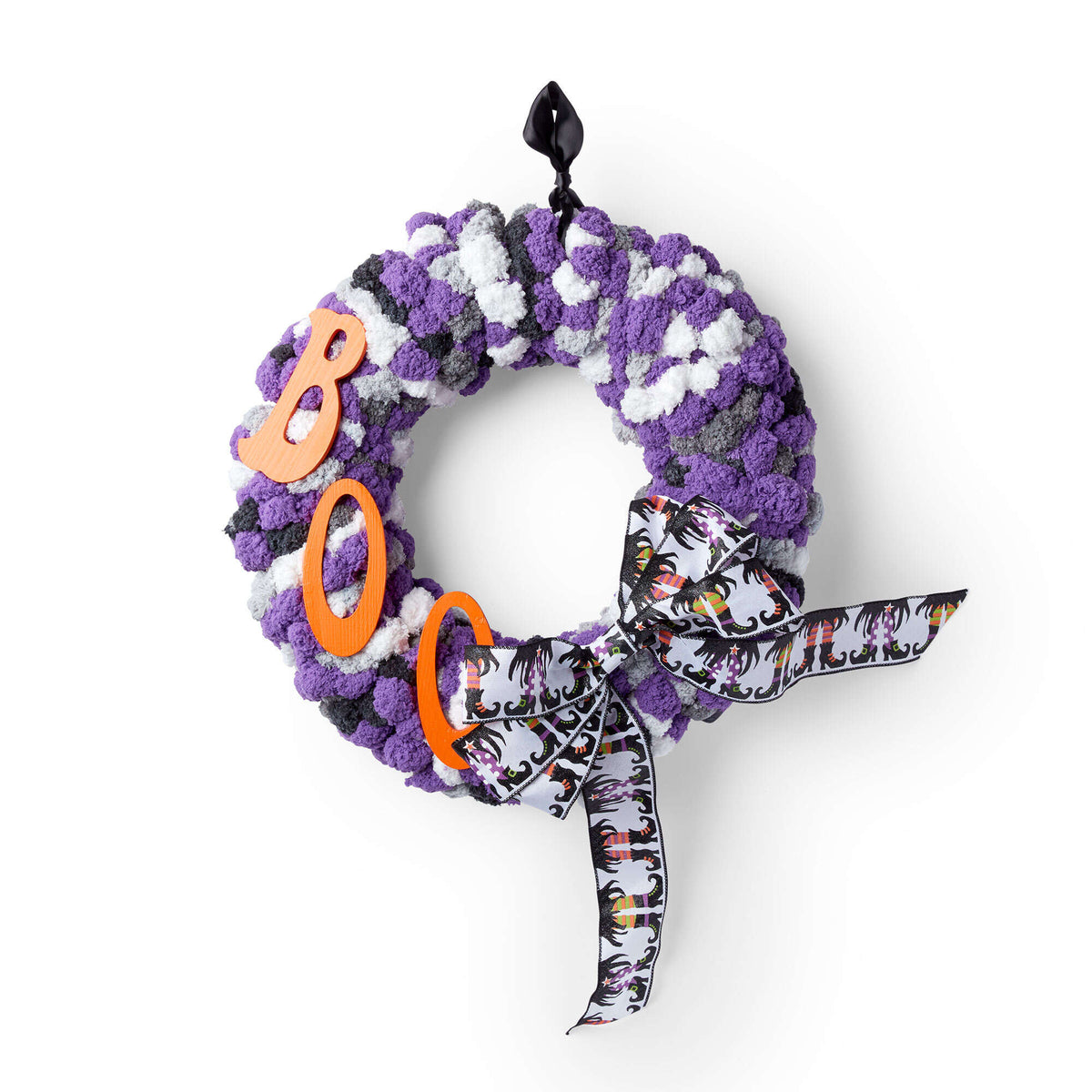 Craft Wreath made in Red Heart Pomp-a-Doodle Yarn