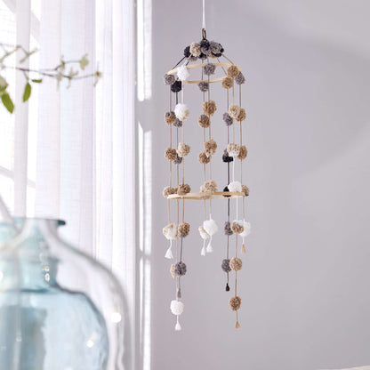 Red Heart Craft Pompom Chandelier Craft Interior Décor made in Red Heart Loop-It Yarn