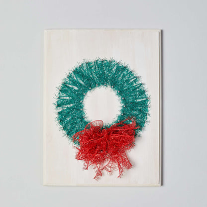 Red Heart Nail Art Wreath Plaque Craft Plaque made in Red Heart Sparkle Yarn