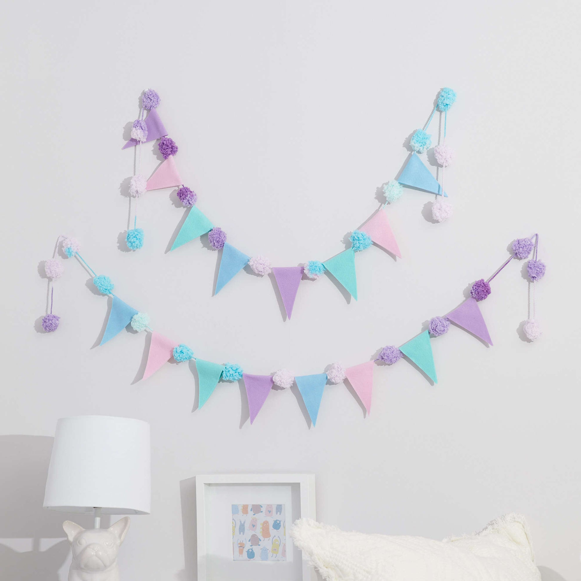 Free Red Heart Pennant And Pompom Garland Craft Pattern