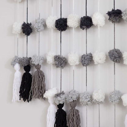 Red Heart Craft Pomp and Tassel Wall Hanging Craft Hanging made in Red Heart With Love Yarn