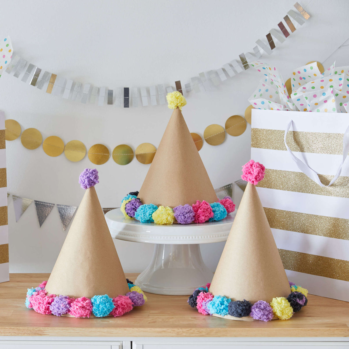 Craft Hat made in Red Heart Pomp-a-Doodle Yarn