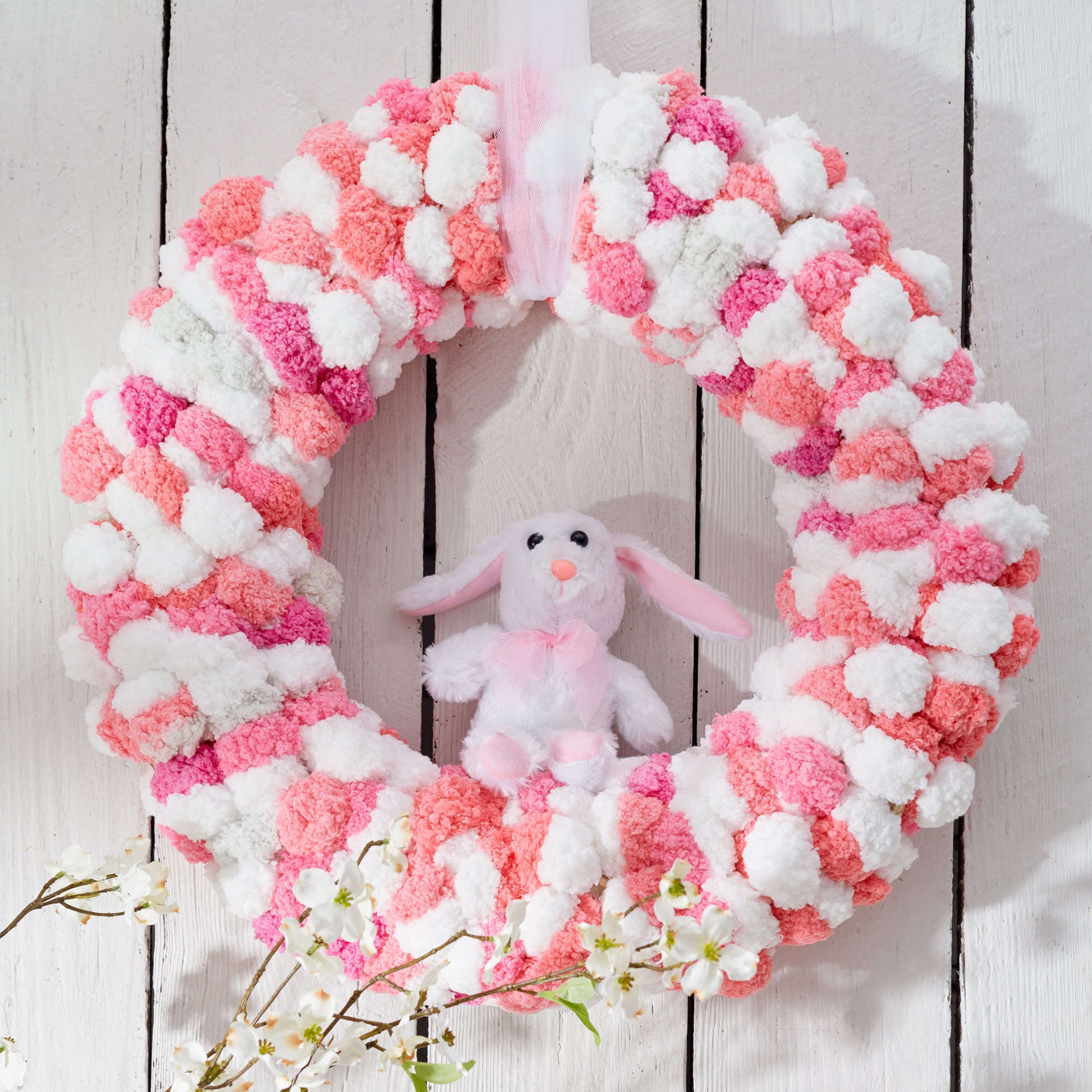 Free Red Heart Craft Pompom Wreath Pattern