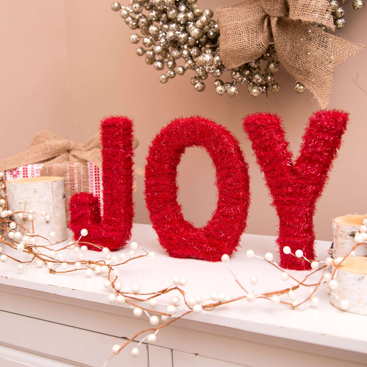 Craft Letters made in Red Heart Scrubby Sparkle Yarn