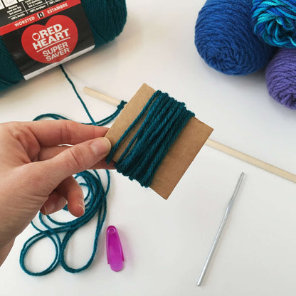 Red Heart Craft Tassel Wall Hanging Craft Hanging made in Red Heart Super Saver Yarn