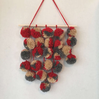 Red Heart Craft Pompom Wall Hanging Craft Hanging made in Red Heart Super Saver Yarn