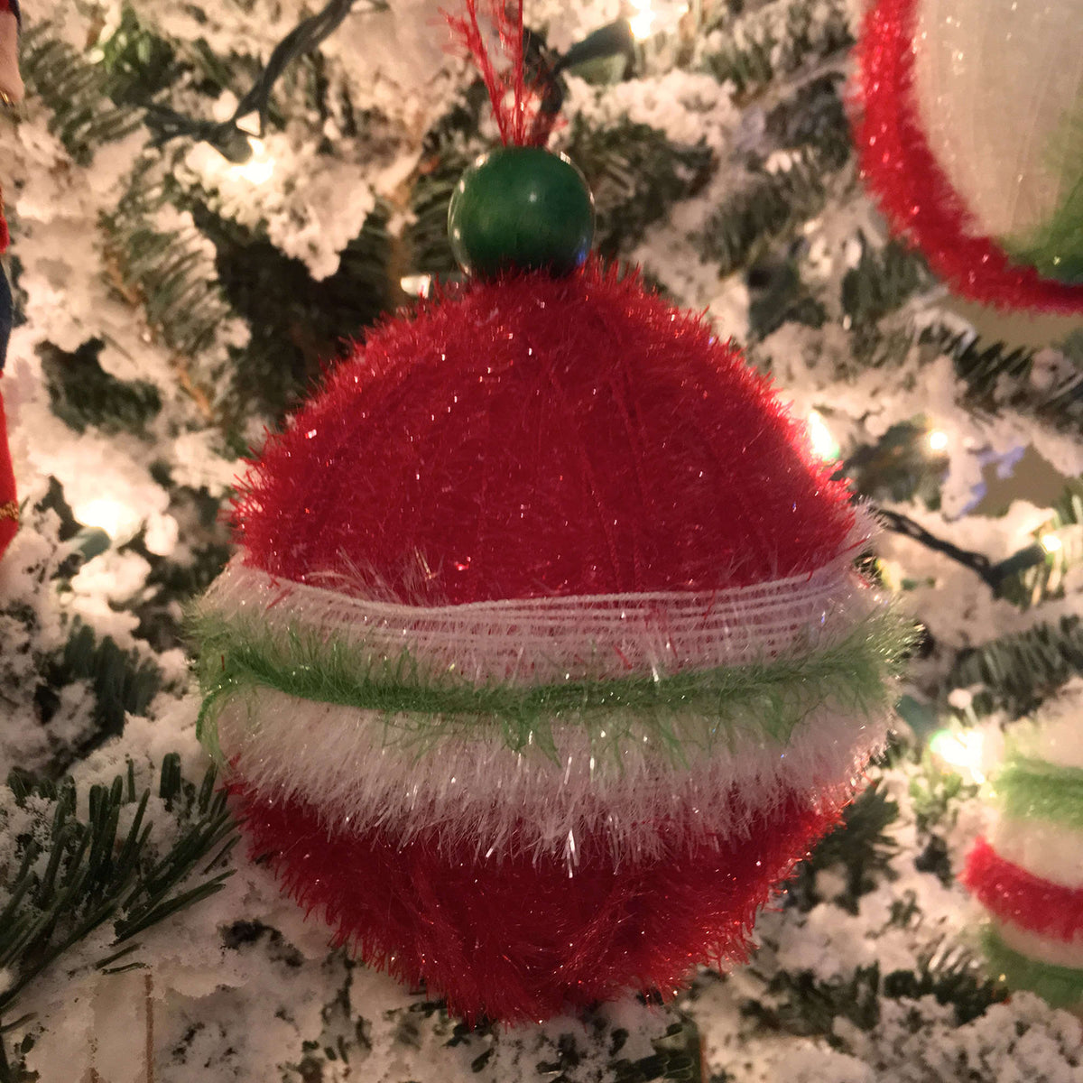 Craft Ornaments made in Red Heart Scrubby Sparkle Yarn