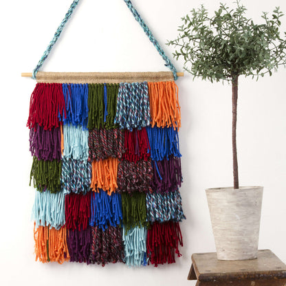 Red Heart Craft Shaggy Chic Wall Hanging Craft Hanging made in Red Heart Soft Yarn