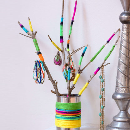 Red Heart Craft Wrapped Twig Jewelry Holder Craft Holder made in Red Heart Super Saver Yarn