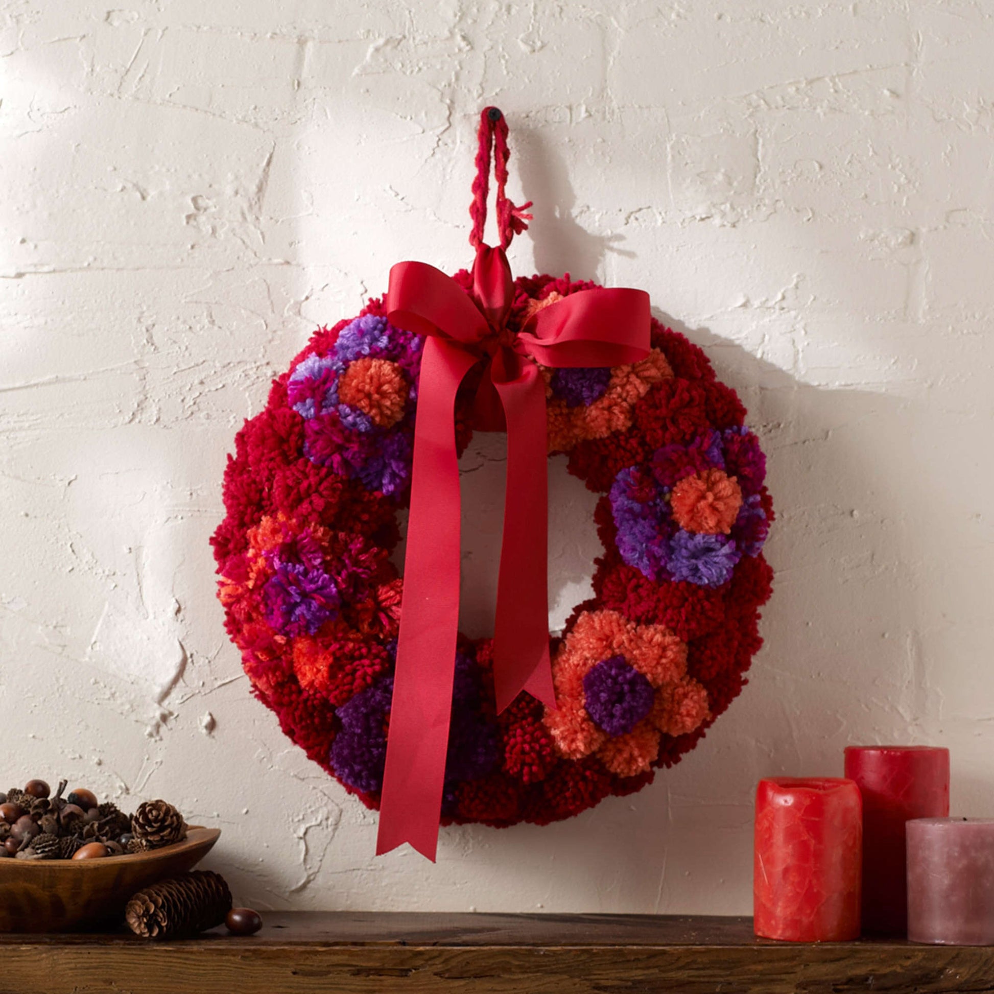 Free Red Heart Mums In Fall Wreath Craft Pattern