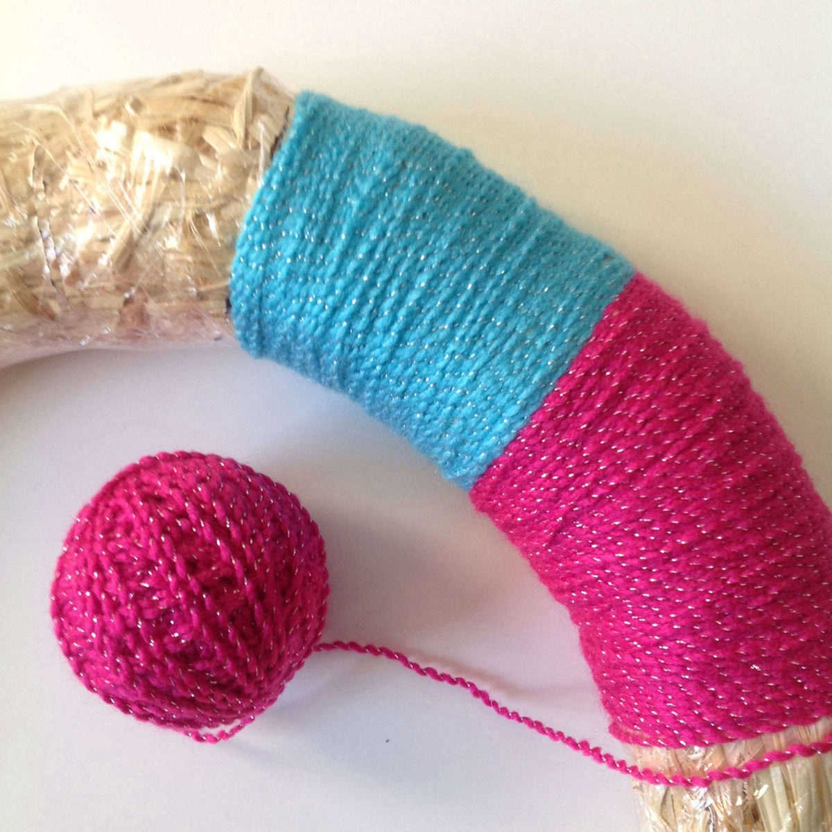 Craft Wreath made in Red Heart Celebration Yarn