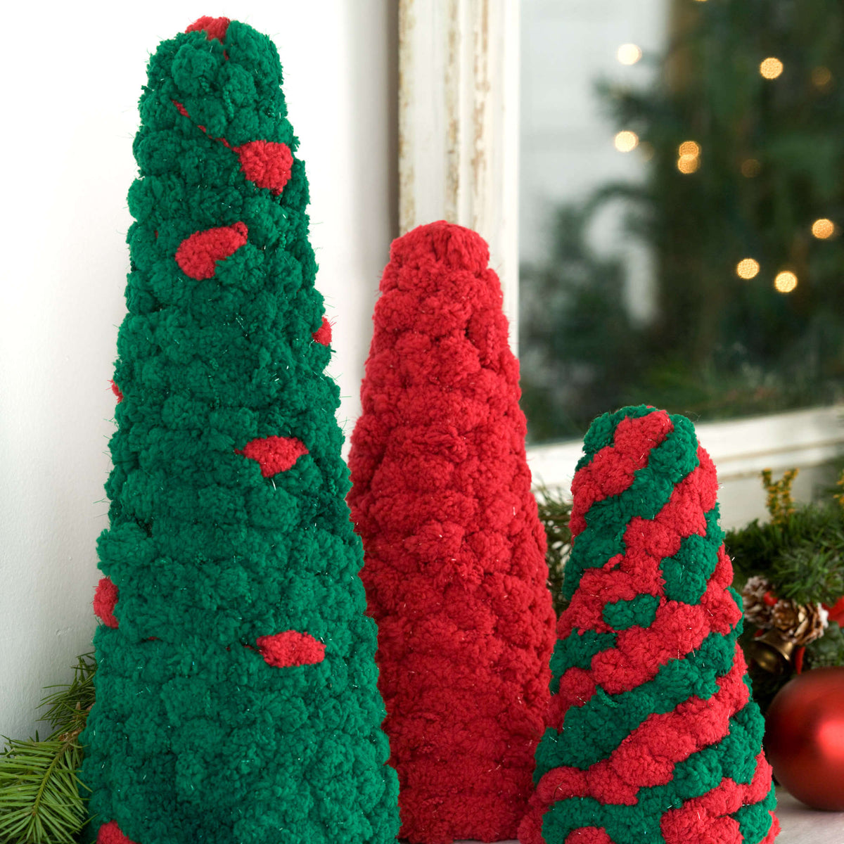 Craft Trees made in Red Heart Spark-a-Doodle Yarn