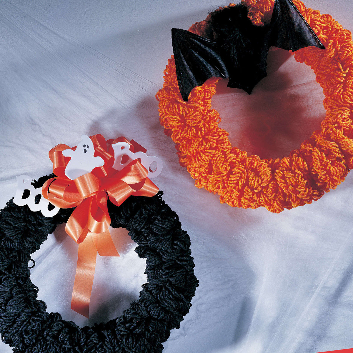 Craft Wreaths made in Red Heart Super Saver Yarn