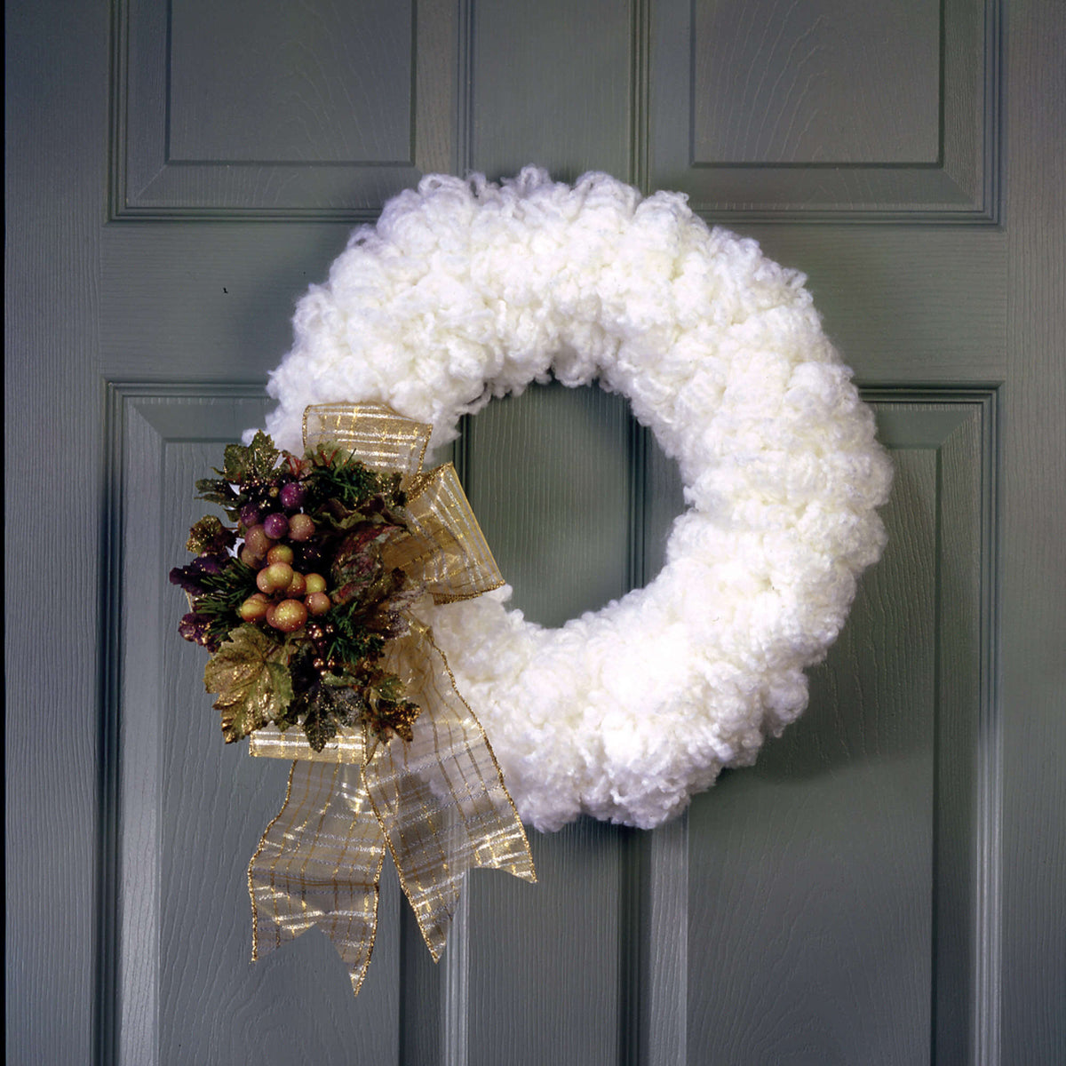 Craft Wreath made in Red Heart Baby Clouds Yarn