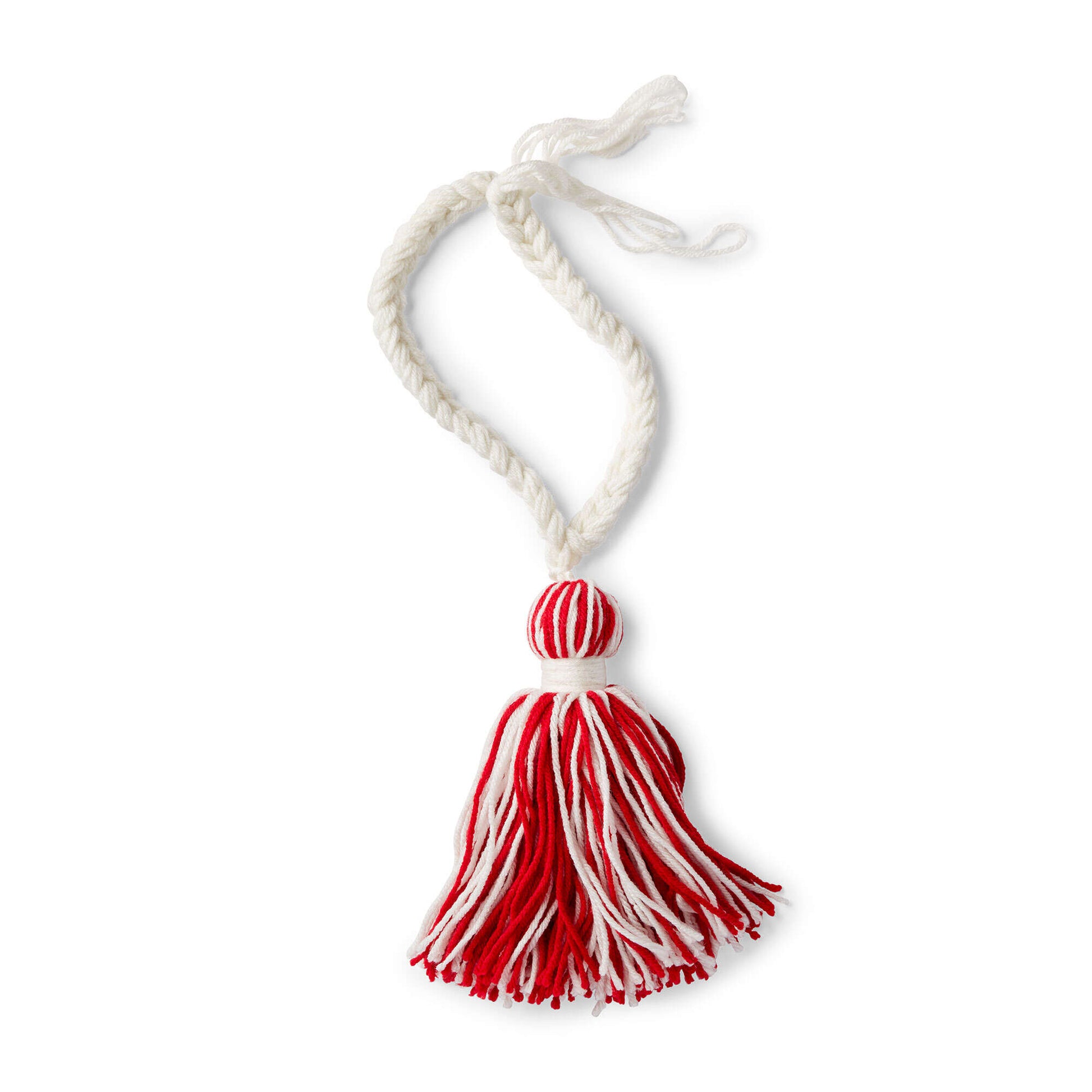 Free Red Heart Craft Holiday Tassel Decoration Pattern