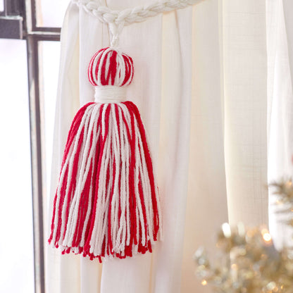 Red Heart Craft Holiday Tassel Decoration Craft Holiday Décor made in Red Heart With Love Yarn