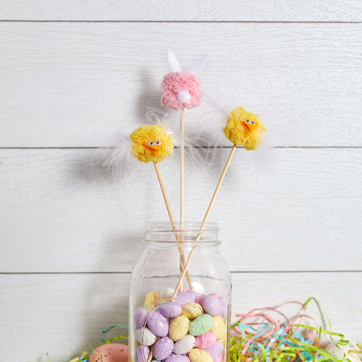 Craft Holiday Décor made in Red Heart Pomp-a-Doodle Yarn