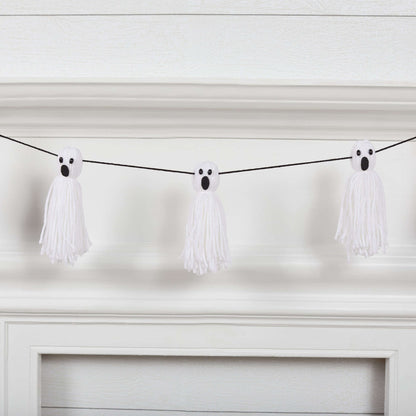 Red Heart Ghost Tassel Garland Craft Garland made in Red Heart Super Saver Yarn