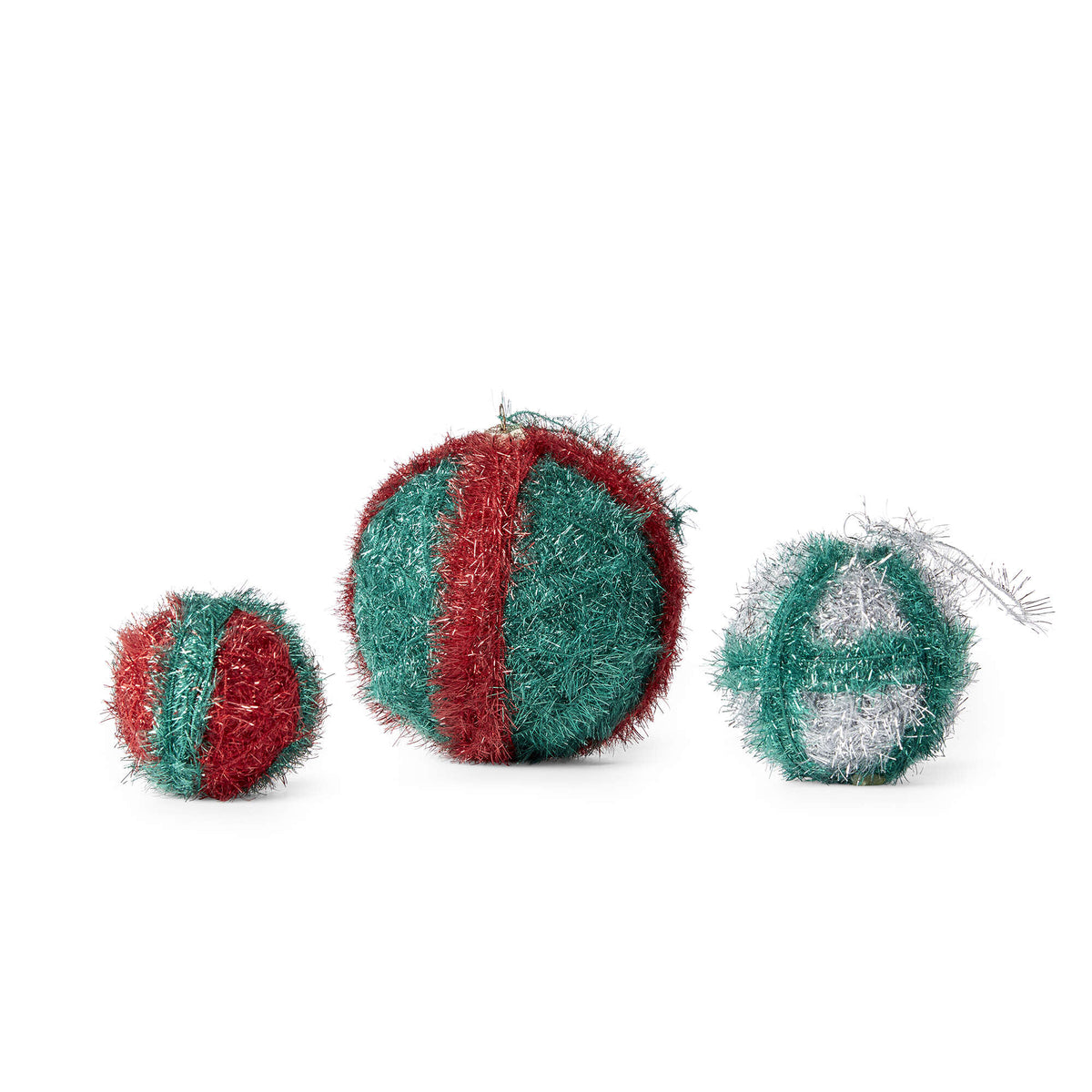 Craft Ornaments made in Red Heart Sparkle Yarn