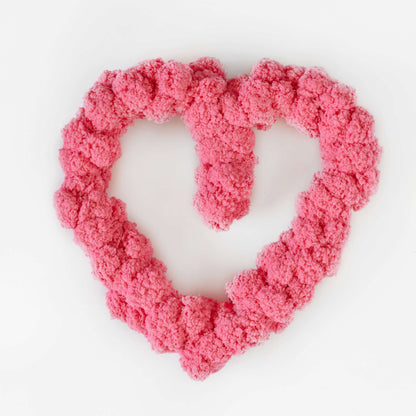 Red Heart Pom-dorable Heart Wreath Craft Wreath made in Red Heart Pomp-a-Doodle Yarn