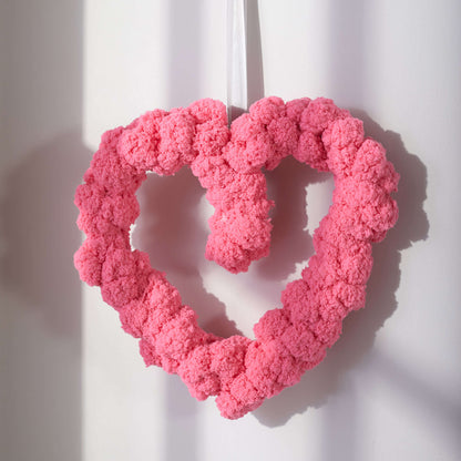 Red Heart Pom-dorable Heart Wreath Craft Wreath made in Red Heart Pomp-a-Doodle Yarn
