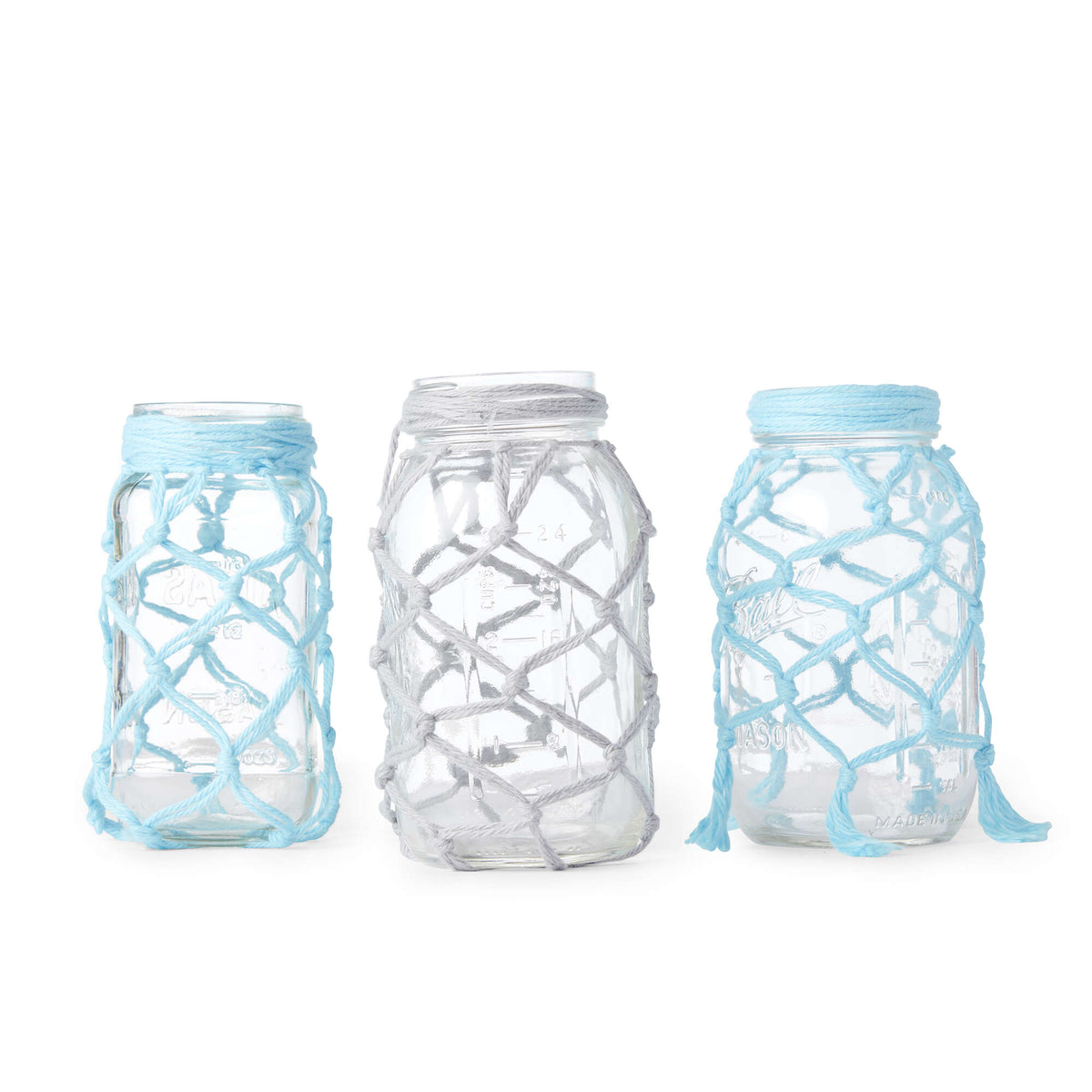 Craft Jar Cozy made in Red Heart Scrubby Smoothie Yarn