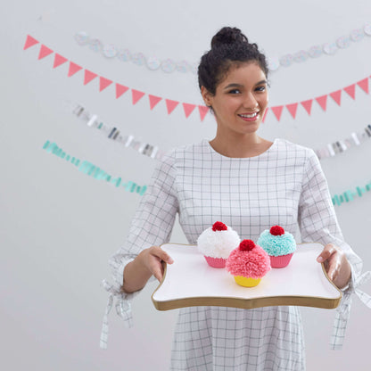 Red Heart Craft Cupcake Pompoms Craft Pompom Craft made in Red Heart With Love Yarn