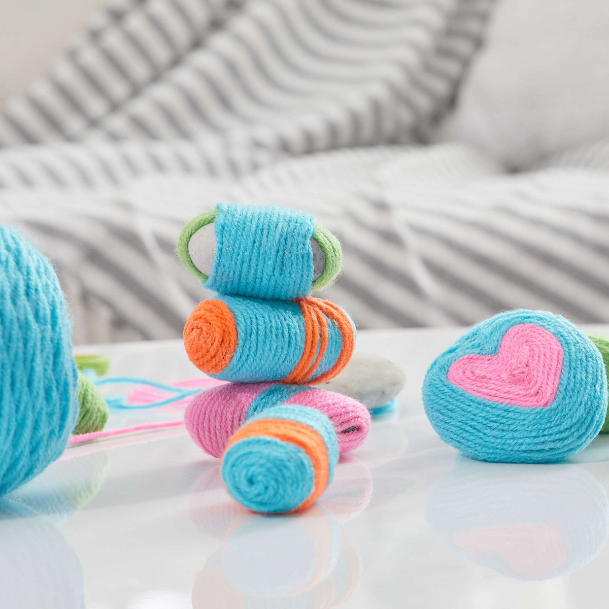 Craft Rocks made in Red Heart Super Saver Yarn