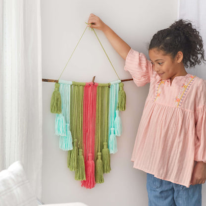 Red Heart Craft Tassel Wall Art Craft Wall Art made in Red Heart With Love Yarn