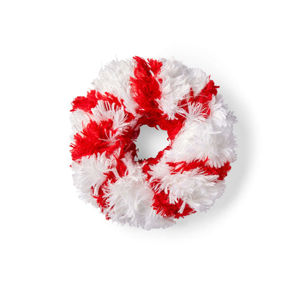 Red Heart Craft Peppermint Wreath Craft Wreath made in Red Heart Fur Yarn