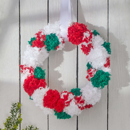 Red Heart Crafty Christmas Wreath Craft Wreath made in Red Heart Fur Yarn