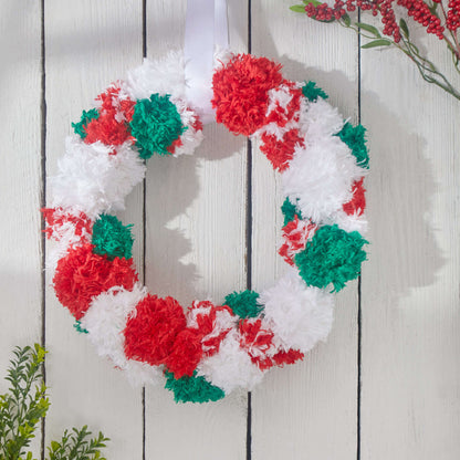 Red Heart Crafty Christmas Wreath Craft Wreath made in Red Heart Fur Yarn