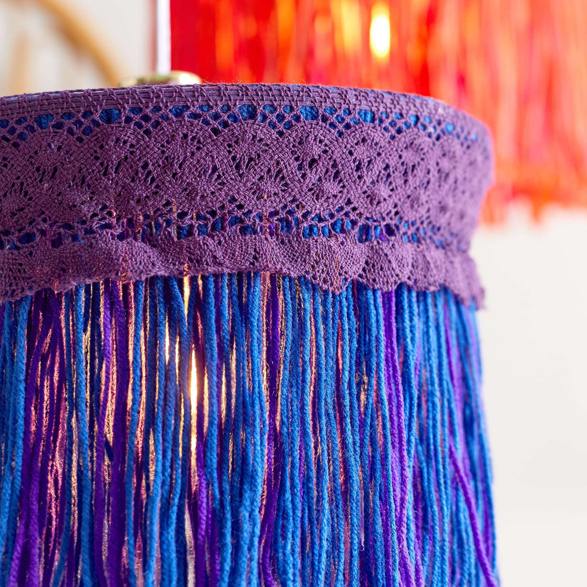 Craft Lampshade Cover made in Red Heart Yarn