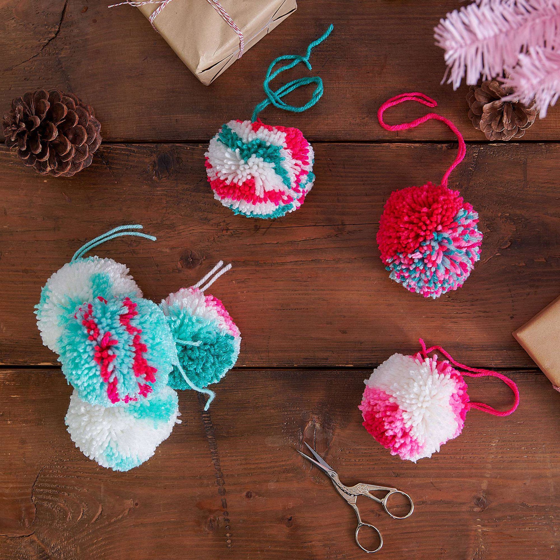 Free Red Heart Pompom Ornaments Craft Pattern