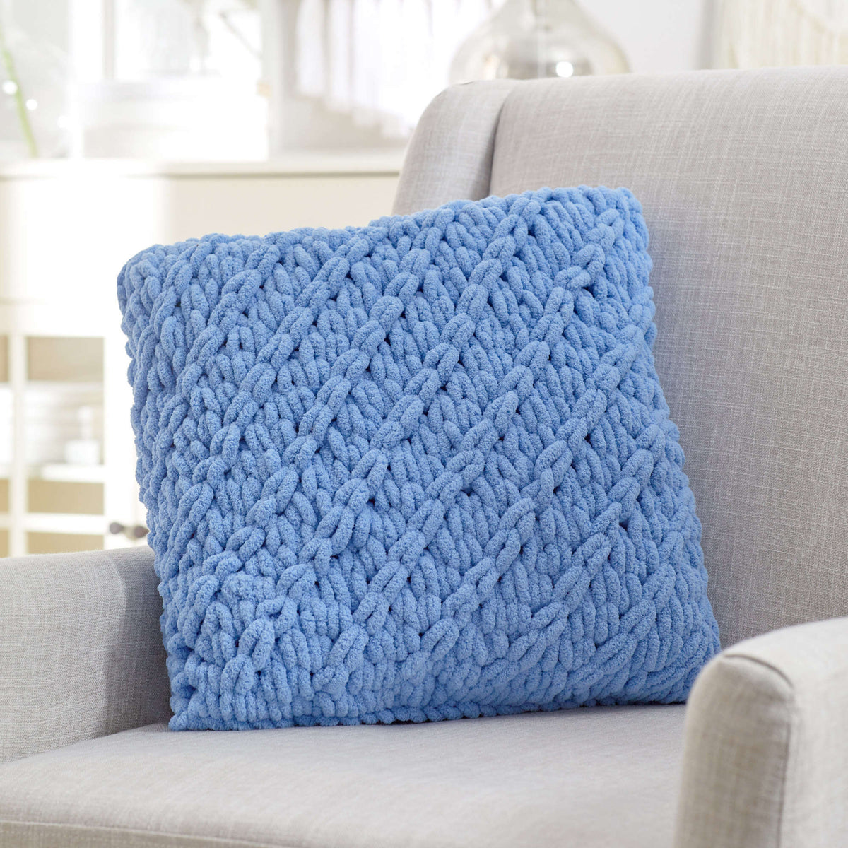 Craft Pillow made in Red Heart Loop-It Yarn