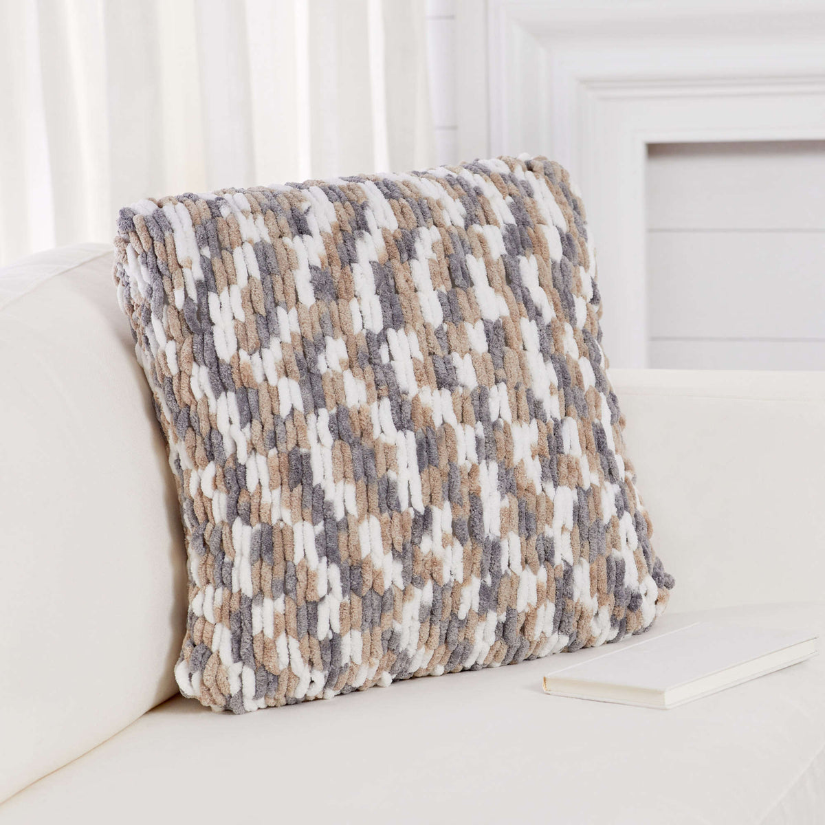 Craft Pillow made in Red Heart Loop-It Yarn