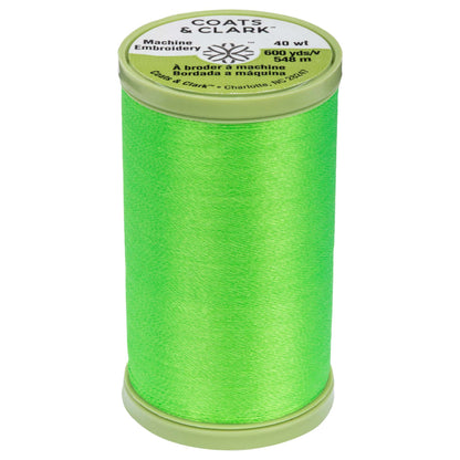 Coats & Clark Machine Embroidery Thread (600 Yards) Neon Green