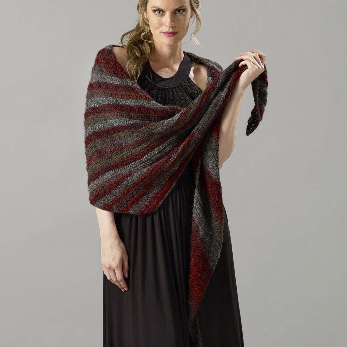 Knit Shawl made in Sugar Bush Motley yarn