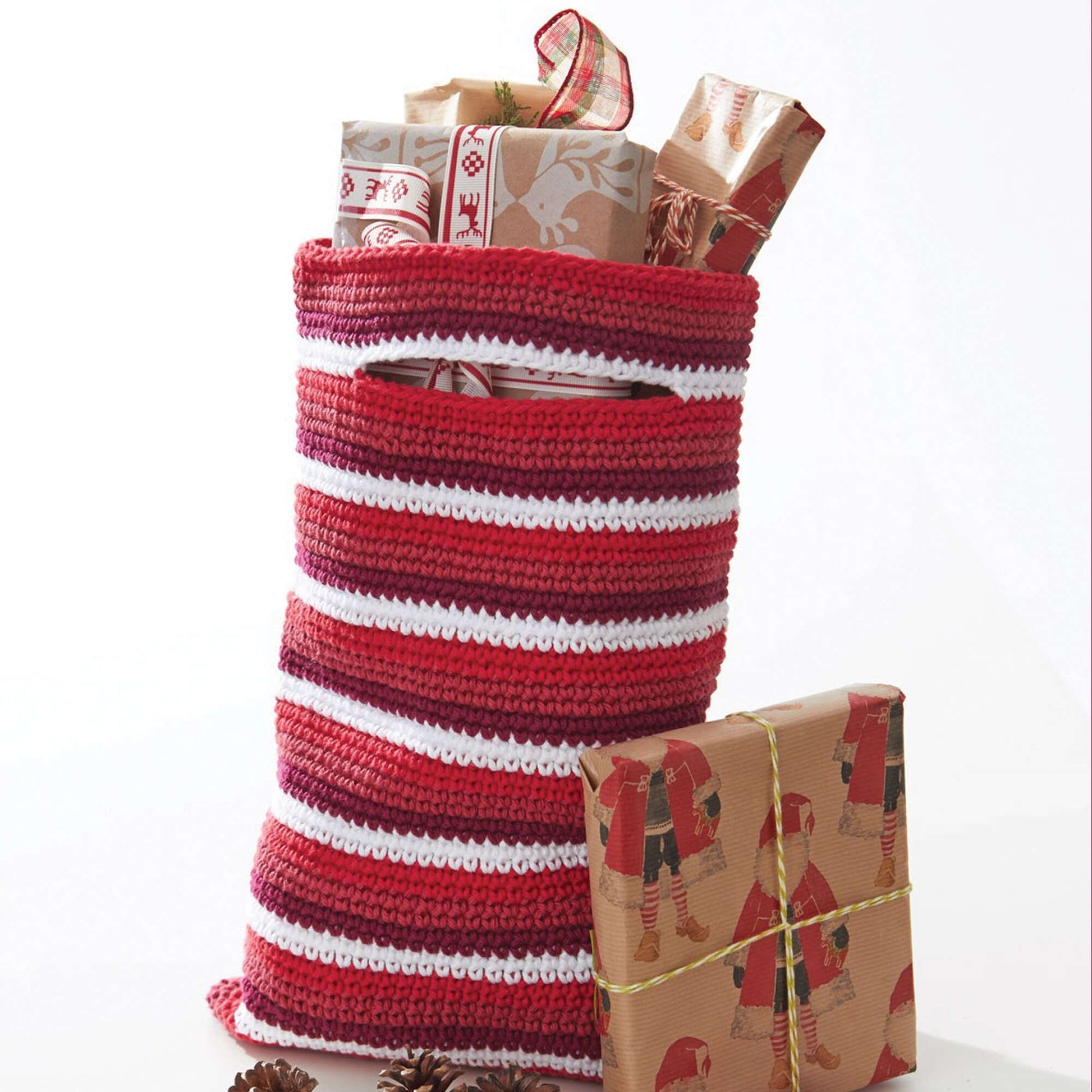 Free Lily Sugar'n Cream Striped Gift Bag Crochet Pattern