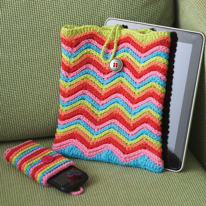 Lily Sugar'n Cream Rainbow Stripes Tablet or Phone Case Crochet Large