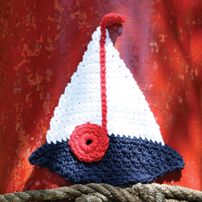 Lily Sugar'n Cream Sailboat Dishcloth Crochet Single Size