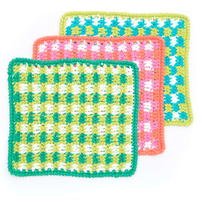 Lily Sugar'n Cream Mod Gingham Dishcloth Crochet Size 1