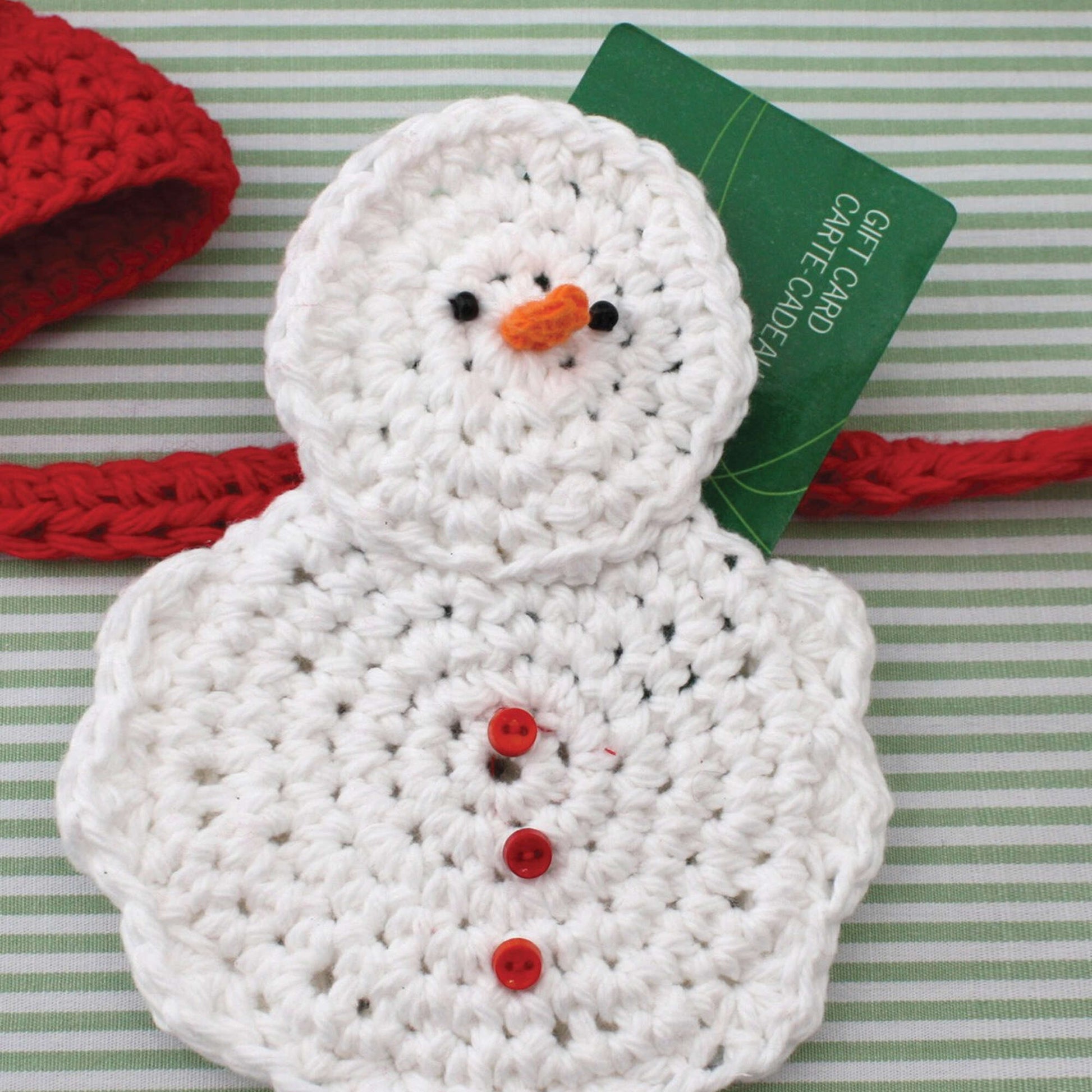 Free Lily Sugar'n Cream Snow Man Crochet Gift Card Cozy Pattern