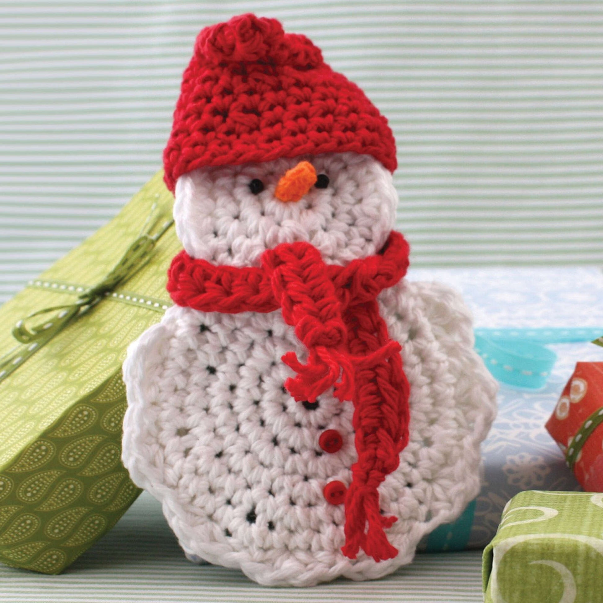 Free Lily Sugar'n Cream Snow Man Crochet Gift Card Cozy Pattern