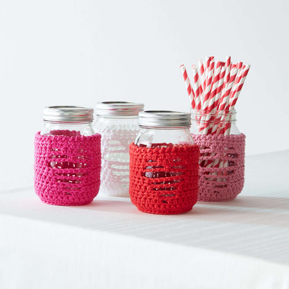 Lily Sugar'n Cream Light Up The Love Crochet Jar Cozy Hot Pink