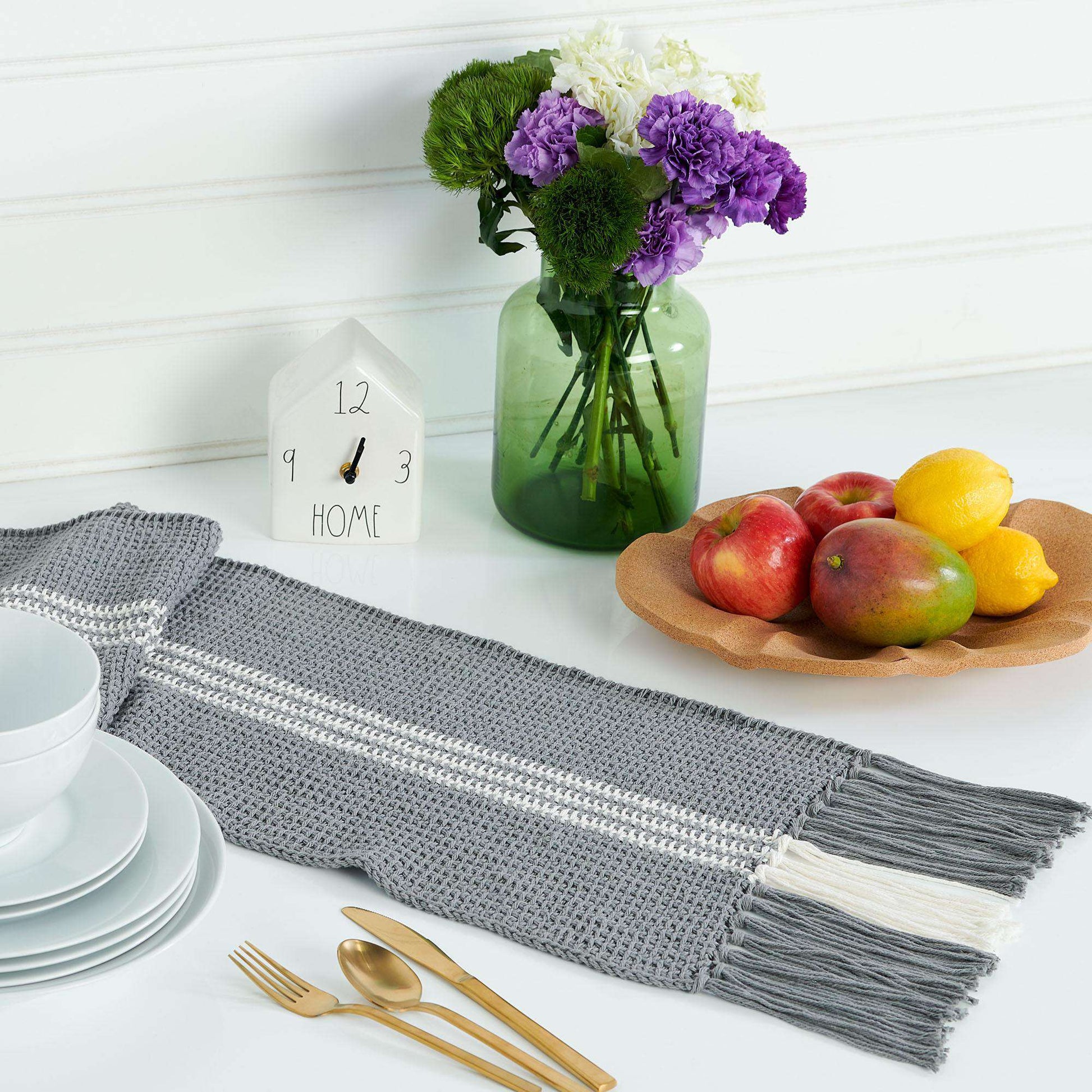 Lily Tunisian Crochet Striped Table Runner Single Size