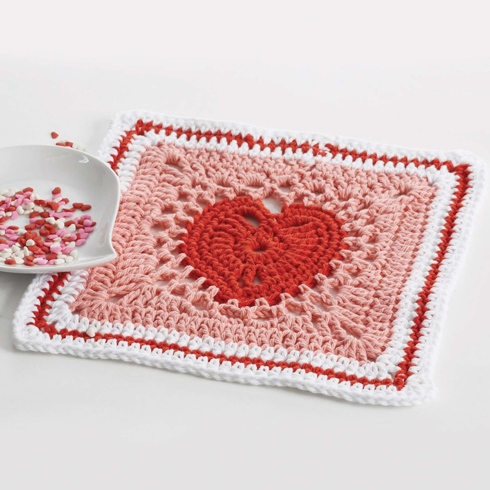 Lily Sugar'n Cream Heart Dishcloth & Crochet Blanket Blanket