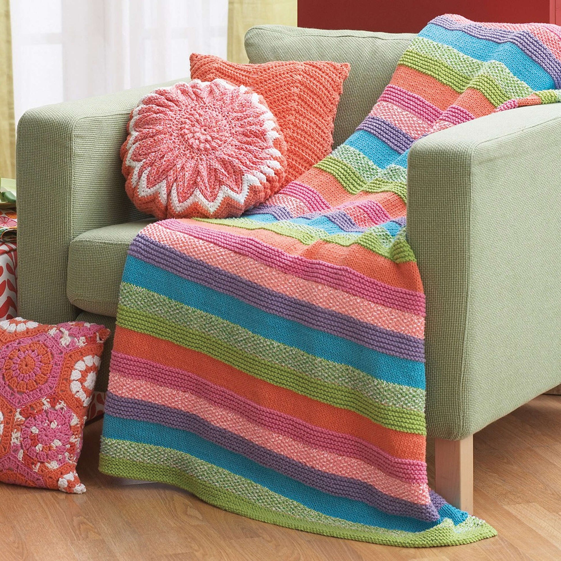Free Lily Sugar 'n Cream Striped Knit Blanket Pattern