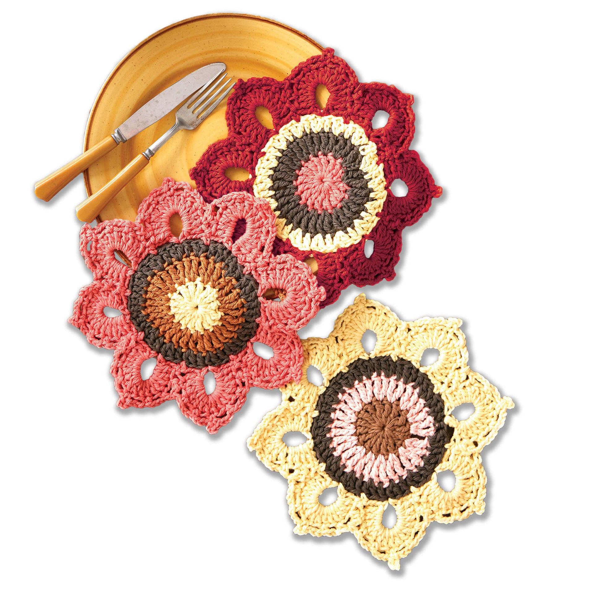 Free Lily Sugar'n Cream Woodsy Sunflower Crochet Dishcloths Pattern