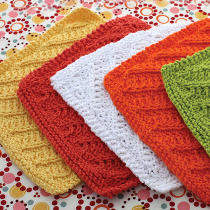 Lily Sugar'n Cream Diagonal Stitch Dishcloth Knit Hot Orange
